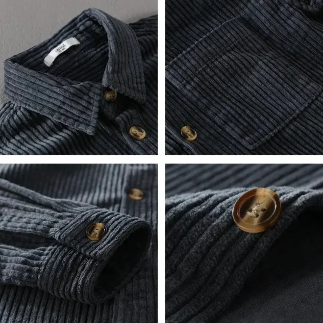 LOTHAR - KOORD OVERHEMD MET KNOPEN VOORAAN