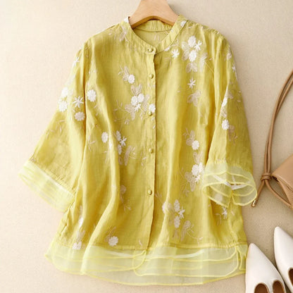 LOULOU - GEBORDUURDE BLOEMEN BLOUSE