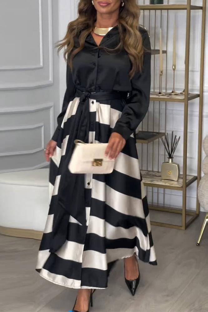 AIDA - ELEGANTE GESTREEPTE JURK