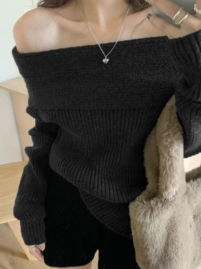 OLIVIA - OPEN SCHOUDERS GEBREIDE TRUI