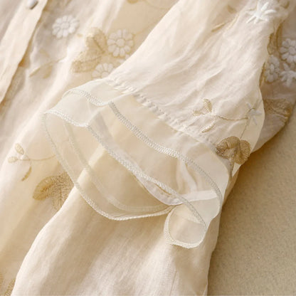 LOULOU - GEBORDUURDE BLOEMEN BLOUSE