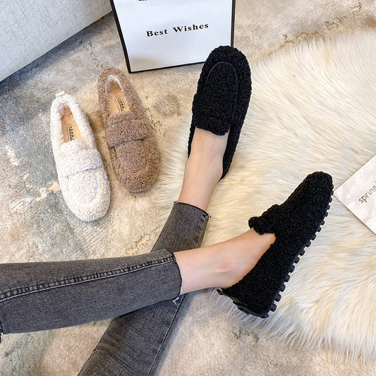 MARIELLE - SLIP-ON PLUCHE SCHOEN MET ANTISLIPZOOL