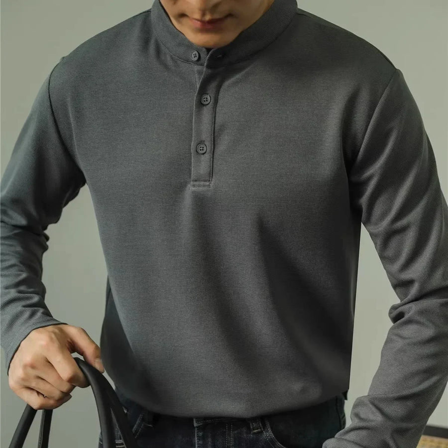 JORG - T-SHIRT MET LANGE MOUWEN EN HOGE KRAAG
