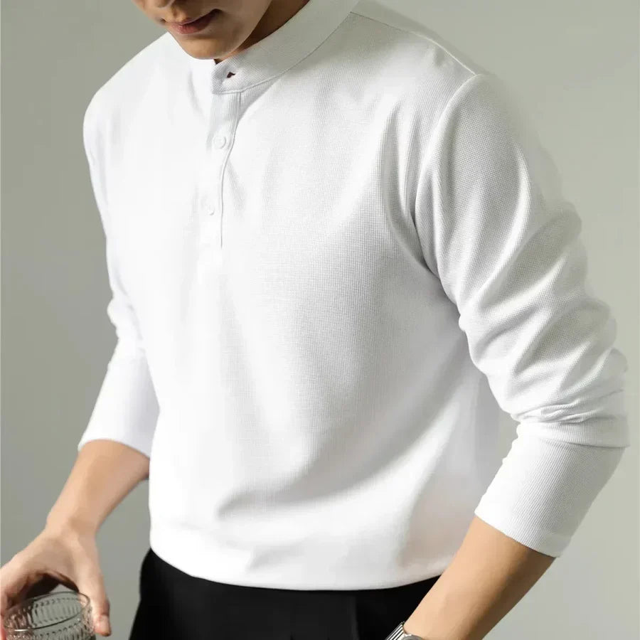 JORG - T-SHIRT MET LANGE MOUWEN EN HOGE KRAAG