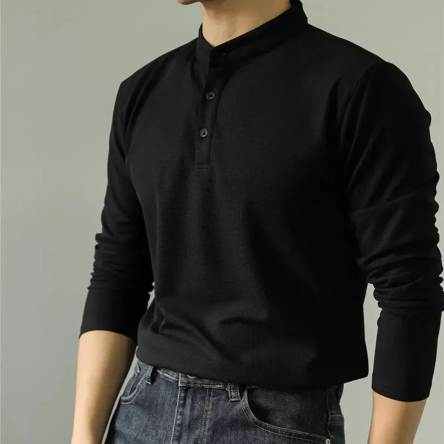 JORG - T-SHIRT MET LANGE MOUWEN EN HOGE KRAAG