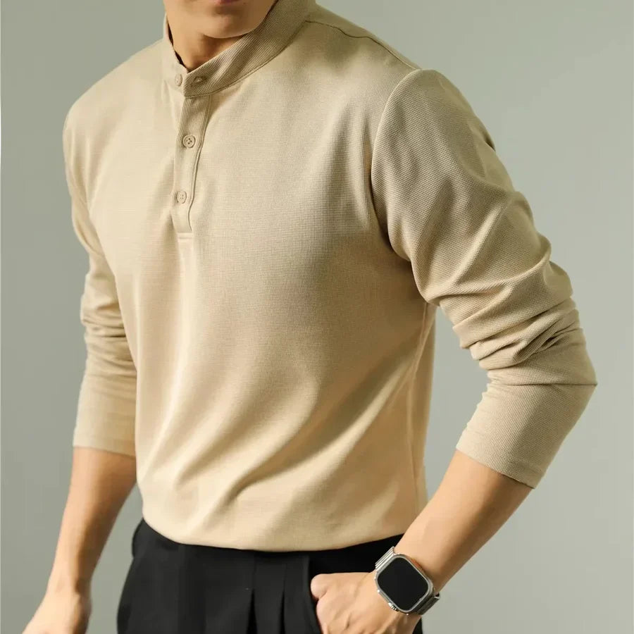 JORG - T-SHIRT MET LANGE MOUWEN EN HOGE KRAAG
