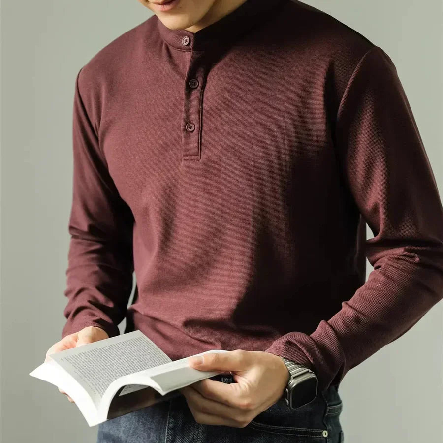 JORG - T-SHIRT MET LANGE MOUWEN EN HOGE KRAAG