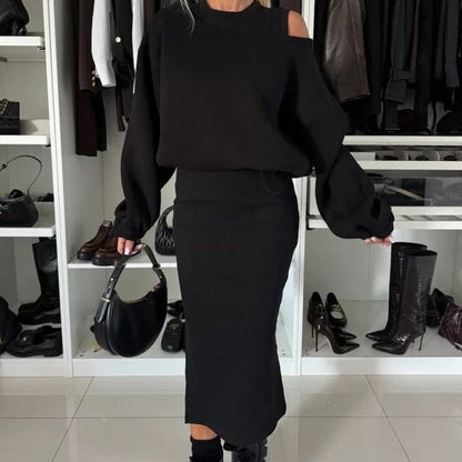 OLGA - SET VAN SWEATSHIRT EN MIDIJURK